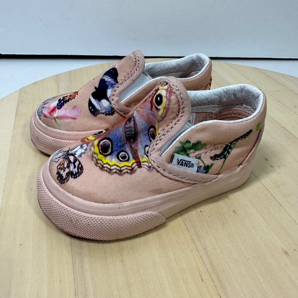 Vans Pink Butterfly Slip-On Baby Shoes - Picture 2 of 7